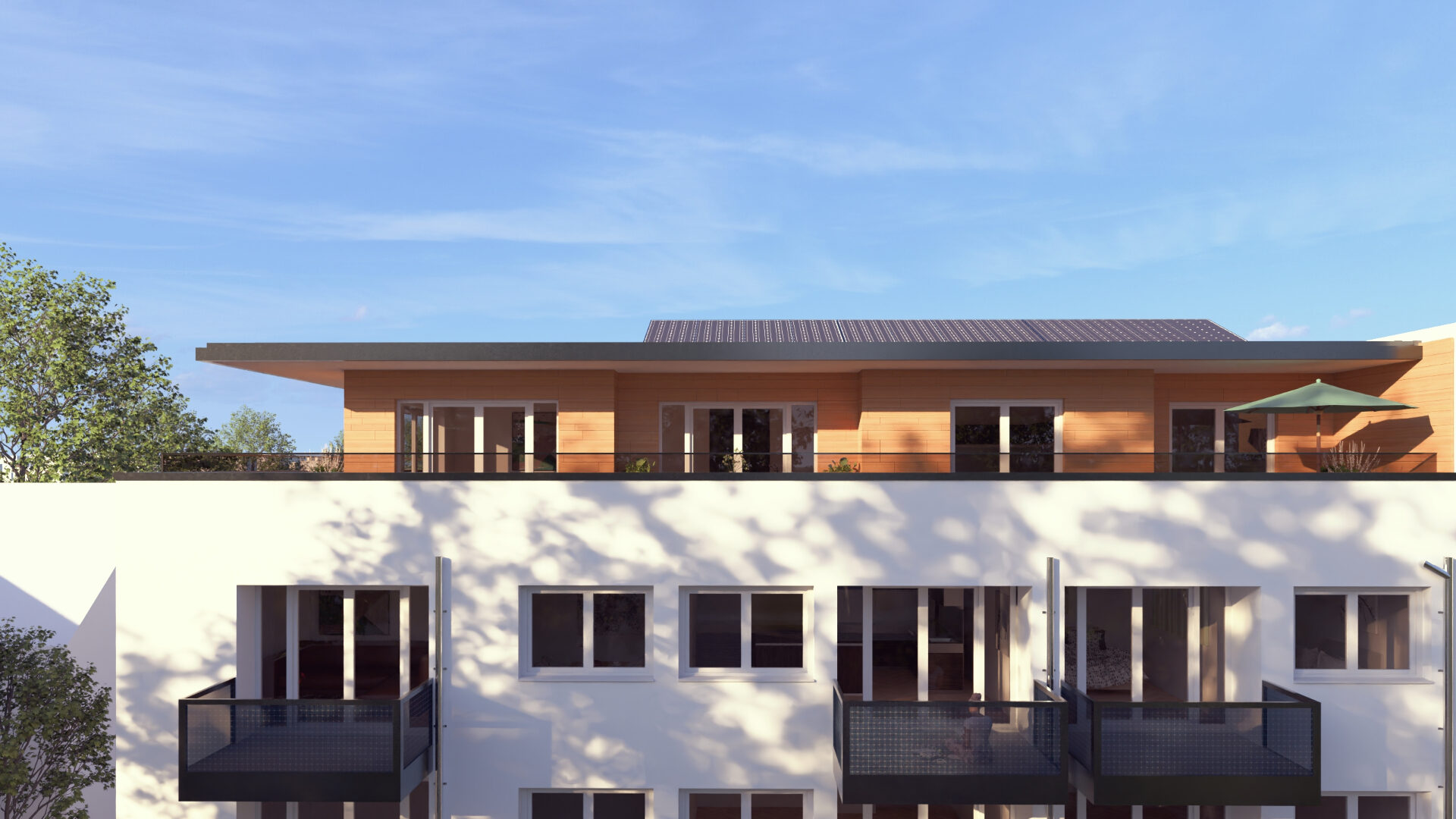 Moderner Balkon mit integrierter Photovoltaik