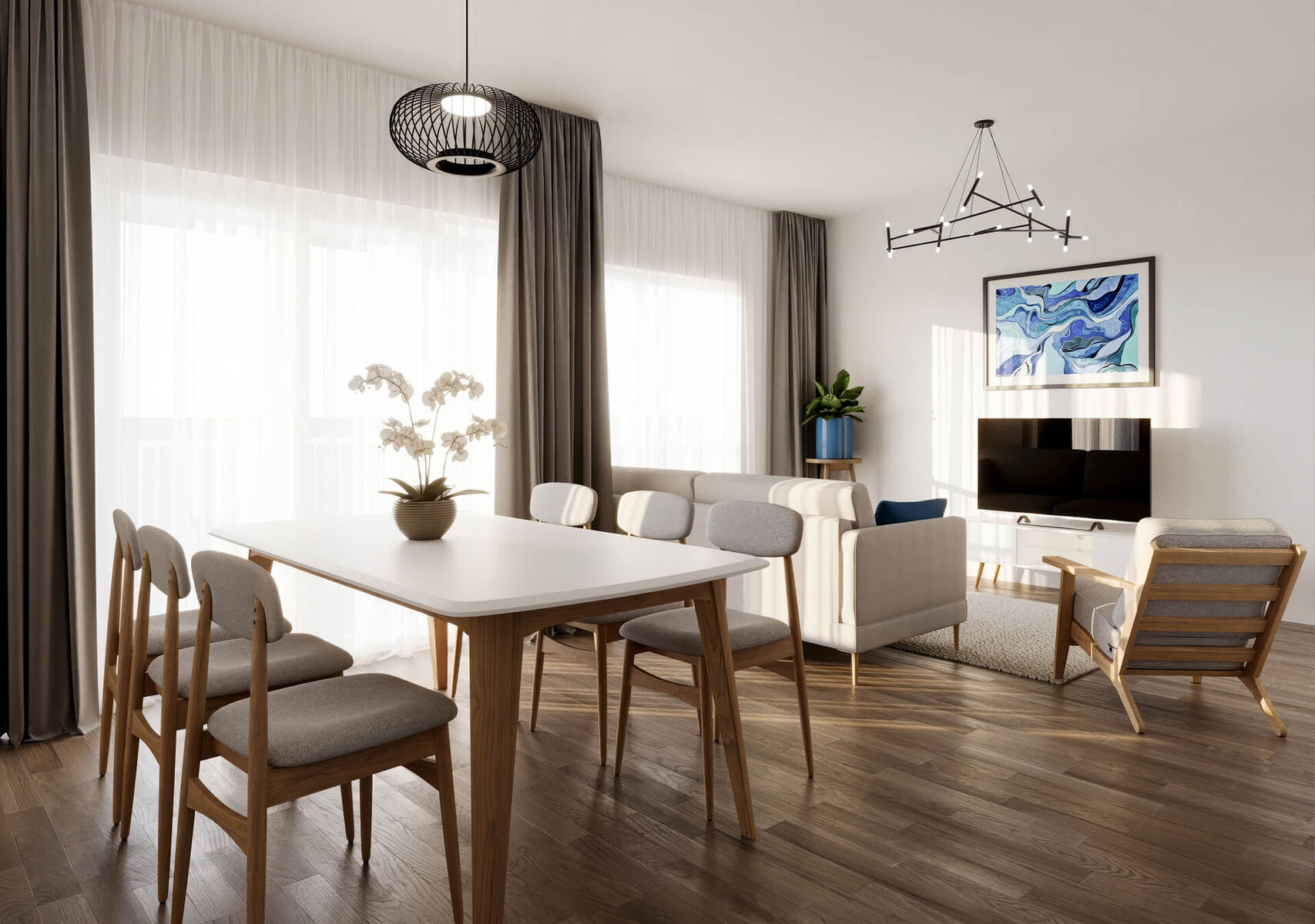 Visualisierung Wohn- und Esszimmer
